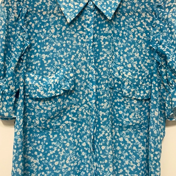 Atelier Industrie Blue Floral Chiffon Blouse - Picture 2 of 2